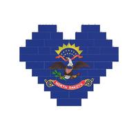 North Dakota State Flag Print Building Brick Block Puzzle a forma di cuore per San Valentino, compleanno, matrimonio