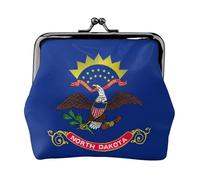 North Dakota State Flag Print Exquisite Kiss Lock Portafoglio compatto versatile portamonete da donna piccolo sacchetto con cerniera