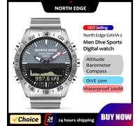 NORTH EDGE Orologio subacqueo da uomo Esercito militare di lusso in acciaio pieno Smartwatch Bussola Altimetro Barometro Orologio digitale Impermeabile 200 m