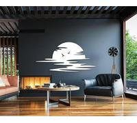 NORTH KAISER Decorazione Murale Metallo | Arte Parete a Forma Di Sole | Grande Scultura A Forma Di Alba Per Soggiorno, Camera Da Letto, Interni Ed Esterni (Bianco, 118 x 59 cm)