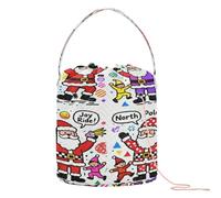 North Pole Fun Santa ed Elves - Borsa organizer per filato all'uncinetto, portatile, da viaggio, per lavori a maglia