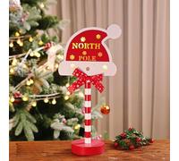 North Pole Sign Illuminated Directional Battery Powered LED Yard Stake Garden Decor Xmas Tree Door Sign Garden Palo Yard Sign