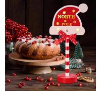 North Pole Sign Illuminated Directional Battery Powered LED Yard Stake Garden Decor Xmas Tree Door Sign Garden Palo Yard Sign