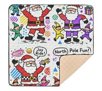 North Pole, tappetino da gioco per bambini, grande, antiscivolo, con Babbo Natale ed elfi, tappetino da gioco per attività monopezzo, per bambini, 127 x 127 cm