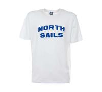 North Sails - Elegante maglietta bianca in cotone con audace logo blu - - Tops - Uomo - Bianco - M