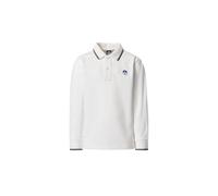 NORTH SAILS Polo Bambino a Maniche Lunghe in piqué di Cotone Organico con Lettering