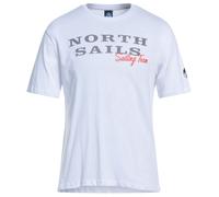 North Sails Pristine White Rubber Logo Tee - M