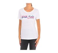 North Sails - T-shirt a Maniche Corte con Scollo a Costine - - Tops - Donna - Bianco - M