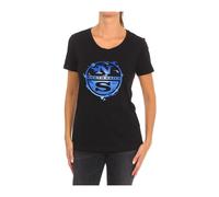 North Sails - T-shirt a Maniche Corte con Scollo a Costine - - Tops - Donna - Nero - S