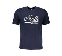 North Sails - T-shirt in cotone blu con stampa logo - - Tops - Uomo - Blu - 2XL