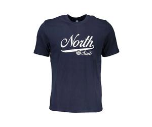 North Sails - T-shirt in cotone blu con stampa logo - - Tops - Uomo - Blu - L