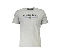 North Sails - Magliette in Cotone Grigio con Stampa Logo - - Tops - Uomo - Grigio - S