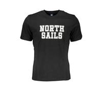 North Sails, ,Tops ,Uomo ,Nero ,3XL Magliette nera in cotone con stampa logo