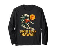 North Shore Surf Sunset Beach Hawaii Vintage Uomo Beach Life Maglia a Manica