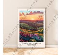 North York Moors Muro Stampa Illustrazione Art Poster di Viaggio Casa Décor