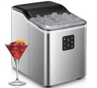 NORTHCLAN 2L Macchina Ghiaccio con 2 Formati di Ghiaccio, 12 KG 24 Ore, 9 Cubetti in 5-8 Min, Autopulente, Display LCD, Acciaio Inox