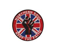 Northerm Soul Northern Keep The Faith Silver Distintivo Ricamato Applicazioni Il Ferro Sulla Toppa Patch Accessorio