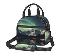 Northern Aurora Night Lunch Bag Lunch Box per uomini e donne Grande capacità Cooler Lunch Box riutilizzabile isolato Lunch Bag con tracolla regolabile Lunchbox per adulti