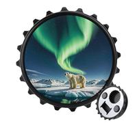 Northern Lights - Apribottiglie magnetico a forma di orso polare, strumento salvaspazio da cucina, divertente apribottiglie e magnete per frigorifero, per campeggio, viaggi, campeggio, colore: nero