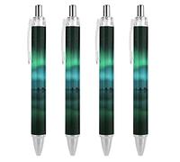 Northern Lights Aurora Borealis - Penna a sfera retrattile a punta piccola, design personalizzato, 0,55 mm, inchiostro nero, 4 pezzi