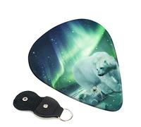 Northern Lights Bear Plettro per chitarra Set da 6 pezzi per chitarra acustica, chitarra elettrica, basso, ukulele - sottile, medio e spesso