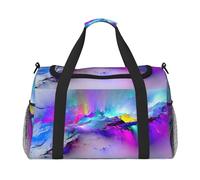 Northern Lights - Borsone da viaggio con stampa di pittura per uso quotidiano, borsa da viaggio di grande capacità, borsa funzionale alla moda, nero, Taglia unica