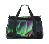 Northern Lights - Borsone da viaggio con stampa di pittura per uso quotidiano, borsa da viaggio di grande capacità, borsa funzionale alla moda, nero, Taglia unica