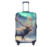 Northern Lights - Coperture per bagagli da viaggio con alce invernale, elastiche, per valigie, 45-81 cm, nero, Small