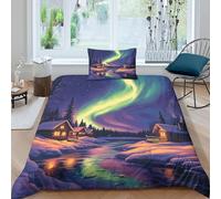Northern Lights - Copripiumino da letto 3D, per uomini e donne, motivo: artico, con federe in microfibra singolo(135x200cm)