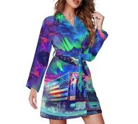 Northern Lights Eagle Truck Accappatoio corto da donna a maniche lunghe co