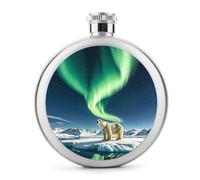 Northern Lights - Fiaschetta da whisky con orso polare, piccola fiaschetta portatile da viaggio, in acciaio inox, a prova di perdite, per feste di nozze, testimone dello sposo, regalo per damigella