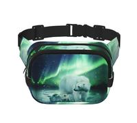 Northern Lights - Marsupio da donna con stampa orso polare con cinghia regolabile per allenamento/corsa/escursionismo, Nero , Taglia unica