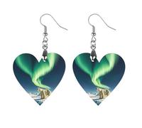 Northern Lights - Orecchini in legno a forma di orso polare da donna, gioielli vintage eleganti in legno, orecchini leggeri per matrimoni, feste, regalo di tutti i giorni, Love, Legno, Legno