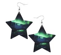Northern Lights - Orecchini pendenti a forma di stella, 2 pezzi, eleganti e leggeri, per donne e ragazze, taglia unica, in pelle, senza pietre preziose