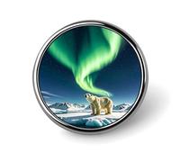 Northern Lights Orso Polare Distintivo Rotondo Carino Smalto Spilla Personalizzata Abbigliamento Decorazione Unisex Porta Badge Cappelli Borse Camicie Decor