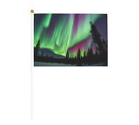 Northern Lights Painting bandiere sventolanti su entrambi i lati e mini bandiere bastone, adatte per la decorazione di feste e attività di squadra