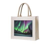 Northern Lights Painting Print Tote Bag, Borsa regalo personalizzata, Borsa da viaggio in tela da spiaggia, borse per la spesa, regalo per donne e mamme