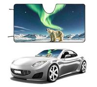 Northern Lights - Parasole per parabrezza auto, motivo: orso polare, per mantenere fresco l'interno dell'auto, 139,7 x 76,2 cm, parasole pieghevole per finestrini anteriori, scudo termico per SUV