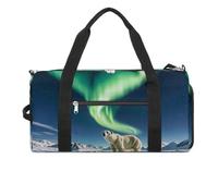 Northern Lights Polar Bear Borsa da palestra per uomo e donna, impermeabile, grande borsone per allenamento da viaggio