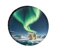 Northern Lights Polar Bear Coperture per pneumatici impermeabili anti UV Copertura per pneumatici da 26 pollici per asse singolo per camper, camion, SUV, rimorchio, universale, per tutte le stagioni