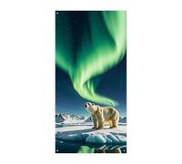 Northern Lights Polar Bear Door Cover Banner 90x180cm Festone Festone Stagionale Cartello di Benvenuto Decorazione Verticale Porta Appeso Per Portico Ingresso Giardino Decor