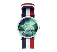 Northern Lights Polar Bear Orologio sportivo per uomo donna cinturino in nylon orologio da polso analogico al quarzo, Stile:, regular, Cinturino