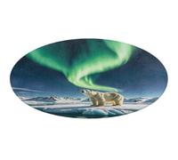 Northern Lights Polar Bear Tappeto rotondo morbido assorbente tappetino da bagno ingresso antiscivolo tappeto fattoria tappetino anteriore posteriore 60 x 60 cm per camera da letto soggiorno casa