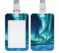 Northern Lights - Porta badge verticale con cordino, resistente, resistente, porta badge, impermeabile, per infermiere, ufficiali, insegnanti, personale di sicurezza
