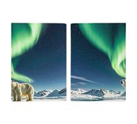 Northern Lights - Porta passaporto da viaggio, con scomparti per carte di credito e carta d'imbarco, per documenti d'identità e famiglia (20 x 13 cm)