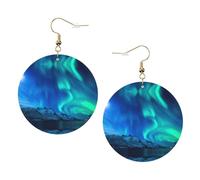 Northern Lights - Set di orecchini in pelle stampata per donne, 1 paio di orecchini leggeri bohémien, gioielli regalo per donne e ragazze