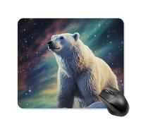 Northern Lights - Tappetino per mouse con orso polare e base in gomma antiscivolo, tappetino per mouse quadrato, per laptop, ufficio, accessori da scrivania, idea regalo, 25 x 30 cm
