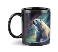Northern Lights - Tazza in ceramica con orso polare, grande tazza da caffè con manico, stile unico per qualsiasi cucina, personalizzabile, divertente tazza per latte, ideale per tè, cioccolata calda