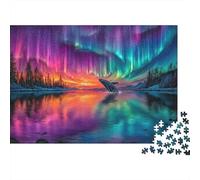 Northern Lights Whale 1000 Pezzi Puzzle Compleanno Adulti Aurora Colorata con Balena che Salta nel Lago Premium Robusto Vivace Stimolante Antistress 52x38cm/1000pz