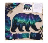 Northern Lights Wildlife DIY Patchwork Kit, tessuto animale mestiere, orso | Kit da cucito patchwork fai da te per adulti principianti, tessuto a strati con animali del nord da appendere alla parete